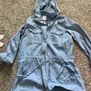 Nautica Light Blue Chambray Hooded Utility Jacket